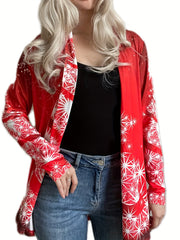 Graphic Print Long Sleeve Cardigan for Women