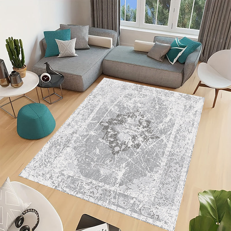 Vintage Washable Area Rug Indoor Flower Printing Carpet Non Slip