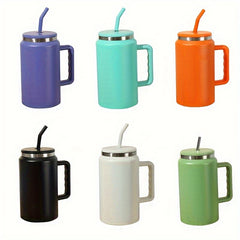 50oz Stainless Steel Water Cup Handle Leakproof Outdoor Sports Fitness Travel
