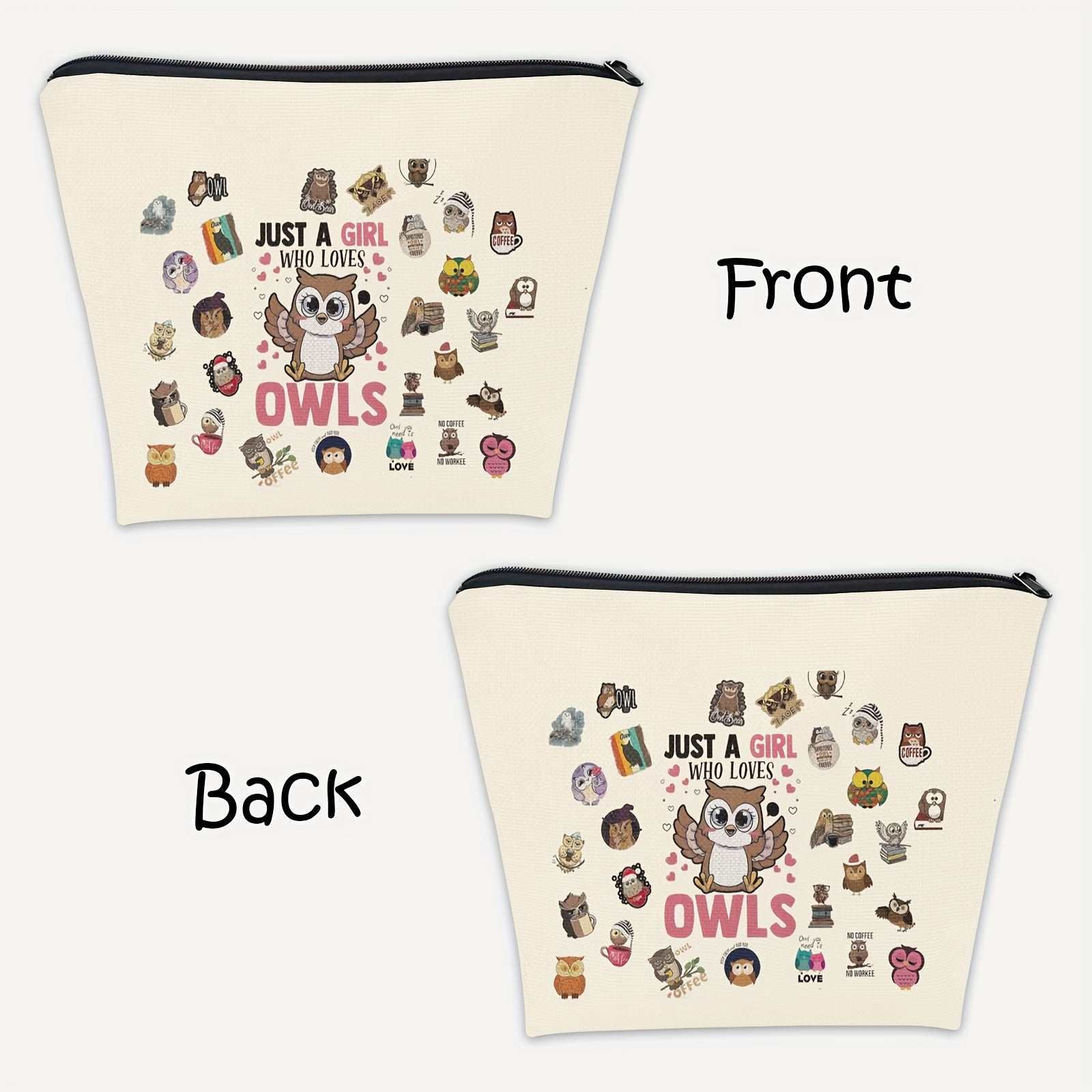 Owl Makeup Bag for Women - Just A Girl Who Loves Owls