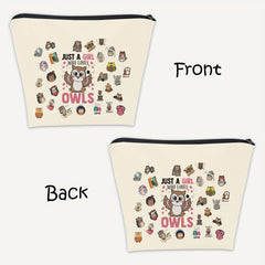 Owl Makeup Bag for Women - Just A Girl Who Loves Owls