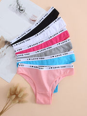 6pcs Letter Tape Thongs Women's Underwear Pack