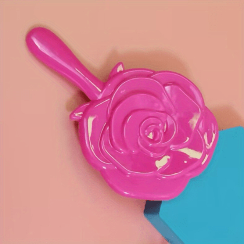 Vintage Embossed Rose Handheld Mirror with Handle Compact