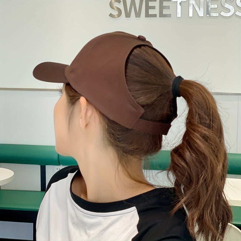 Backless Ponytail Baseball Cap Embroidered Sun Hat for Women