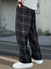 Plaid Pattern Joggers Men's Casual Loose Fit Pants