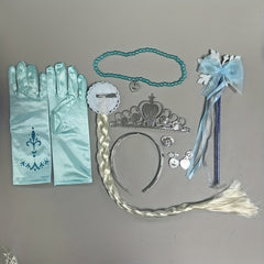 Festive Princess Snowflake Jewelry Set Necklace Bracelet Crown Wand