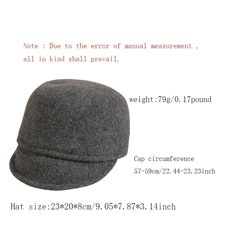 Wool Solid Baseball Cap Women's Winter Warm Hat Valentines