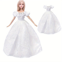 Girl Doll Wedding Dress Lace Party Outfit with Floral Embroidery