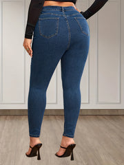 Solid Ripped High Rise Stretch Jeans