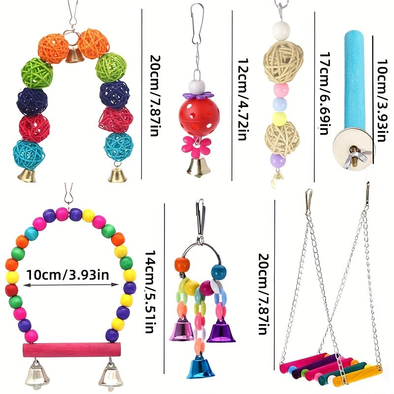 13pcs Bird Parakeet Toys Swing Hanging Chewing Toy Hammock Climbing Ladder