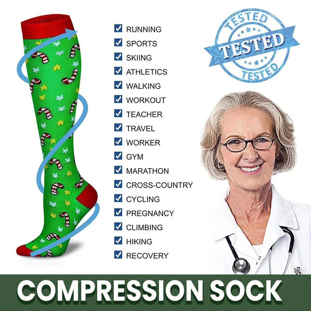 Knee High Copper Compression Socks for Women & Men 15-25 mmHg