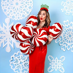 Red Green Windmill Candy Star Balloons - Christmas Party Decorations