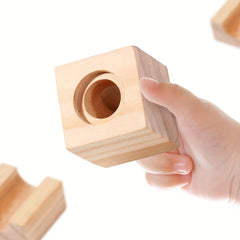 Colorful Wooden Marble Track Toy Building Blocks Set Fun Educational Puzzle Game