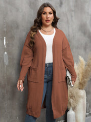 Casual Cardigan Women's Plus Solid Lantern Sleeve Open Front Cardigan