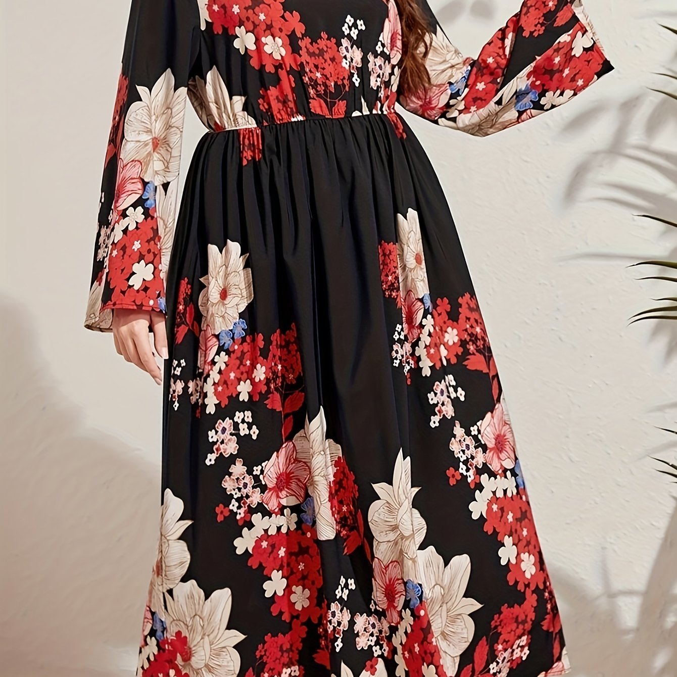 Floral Print Long Sleeve Maxi Dress