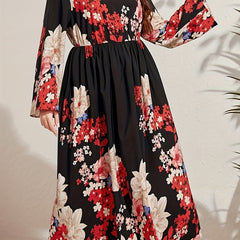 Floral Print Long Sleeve Maxi Dress