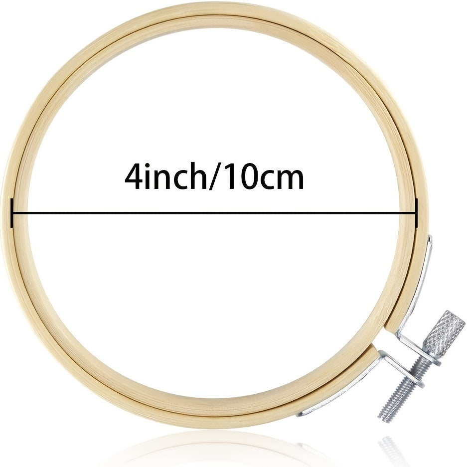 6pcs 4in Bamboo Embroidery Hoops Mini Circle Cross Stitch DIY Craft Supplies