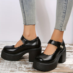Platform High Heels Round Toe Chunky Heel Mary Jane Lolita Shoes