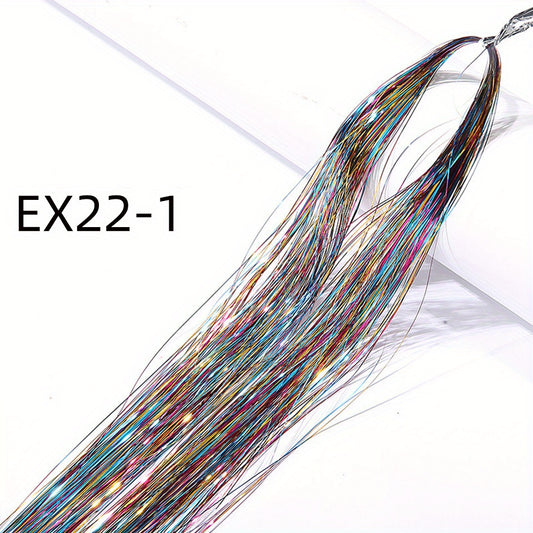 60 96 Cm Sparkle Hair Tinsel Rainbow Colored Strands Hair Extensions