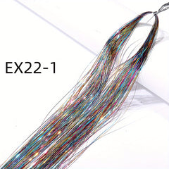 60 96 Cm Sparkle Hair Tinsel Rainbow Colored Strands Hair Extensions