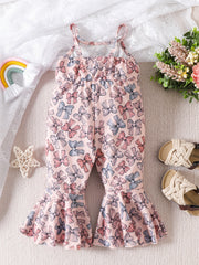Girls Bow Pattern Off Shoulder Cami Flare Leg Clothes