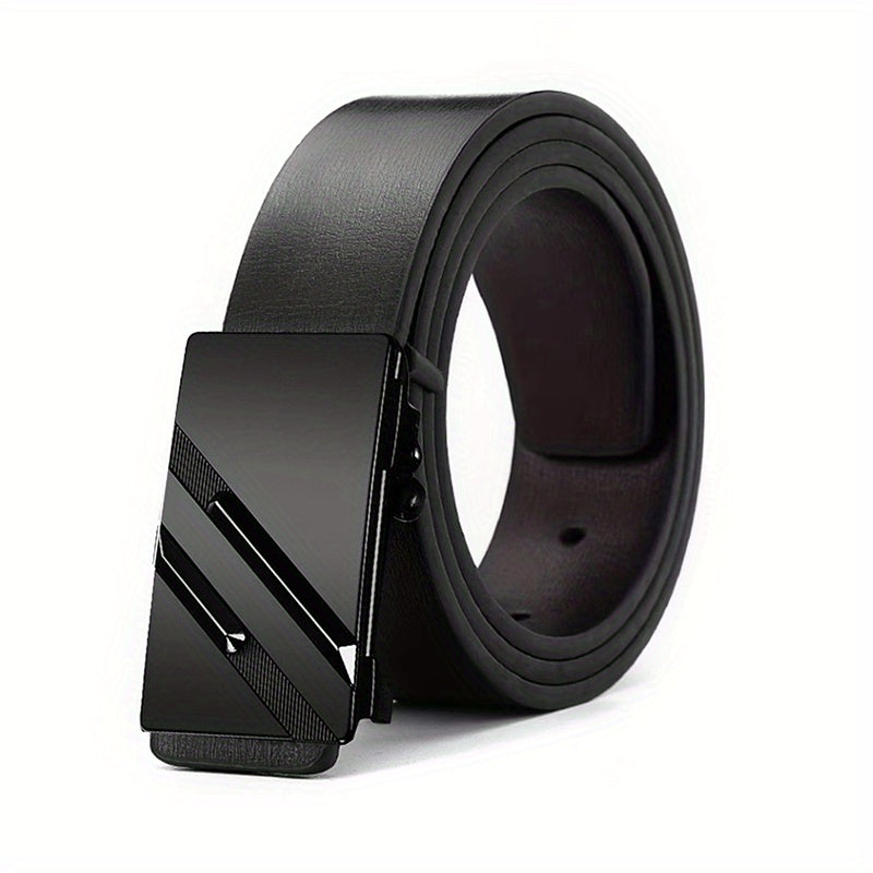 Men's Business Casual PU Leather Belt Smooth Buckle