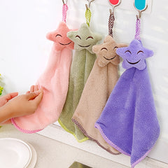 1pc Happy Face Hand Wipe Towel Outdoor Camp Kitchen Absorbent Small Rag