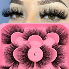 5 Pairs Fluffy Faux Mink Waterproof False Eyelashes - Long Lasting Lashes