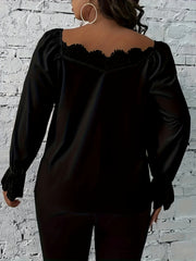 Lace Sleeve V Neck Tunic Top