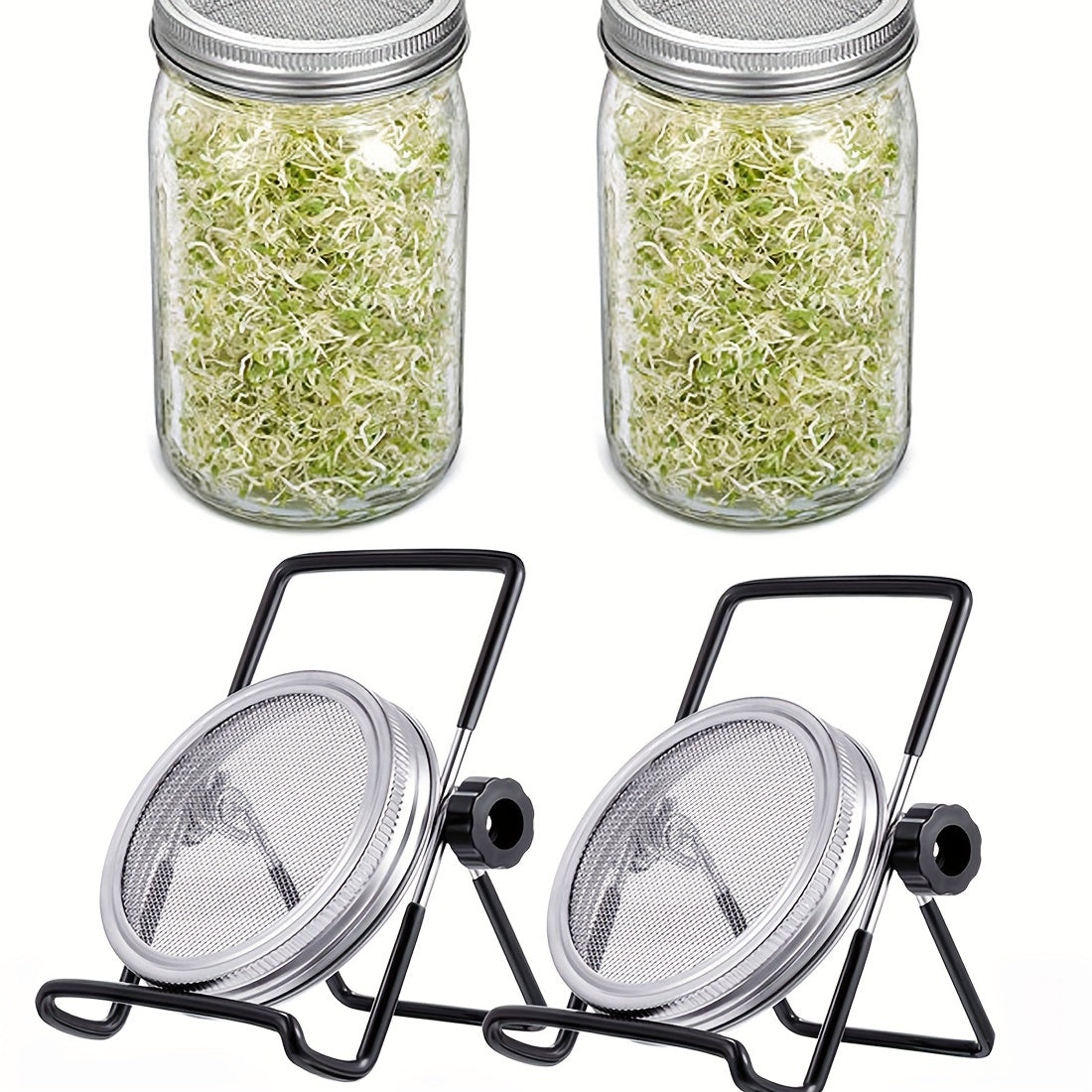 Mason Jar Sprouting Stands & Lids for Regular & Wide Mouth Jars