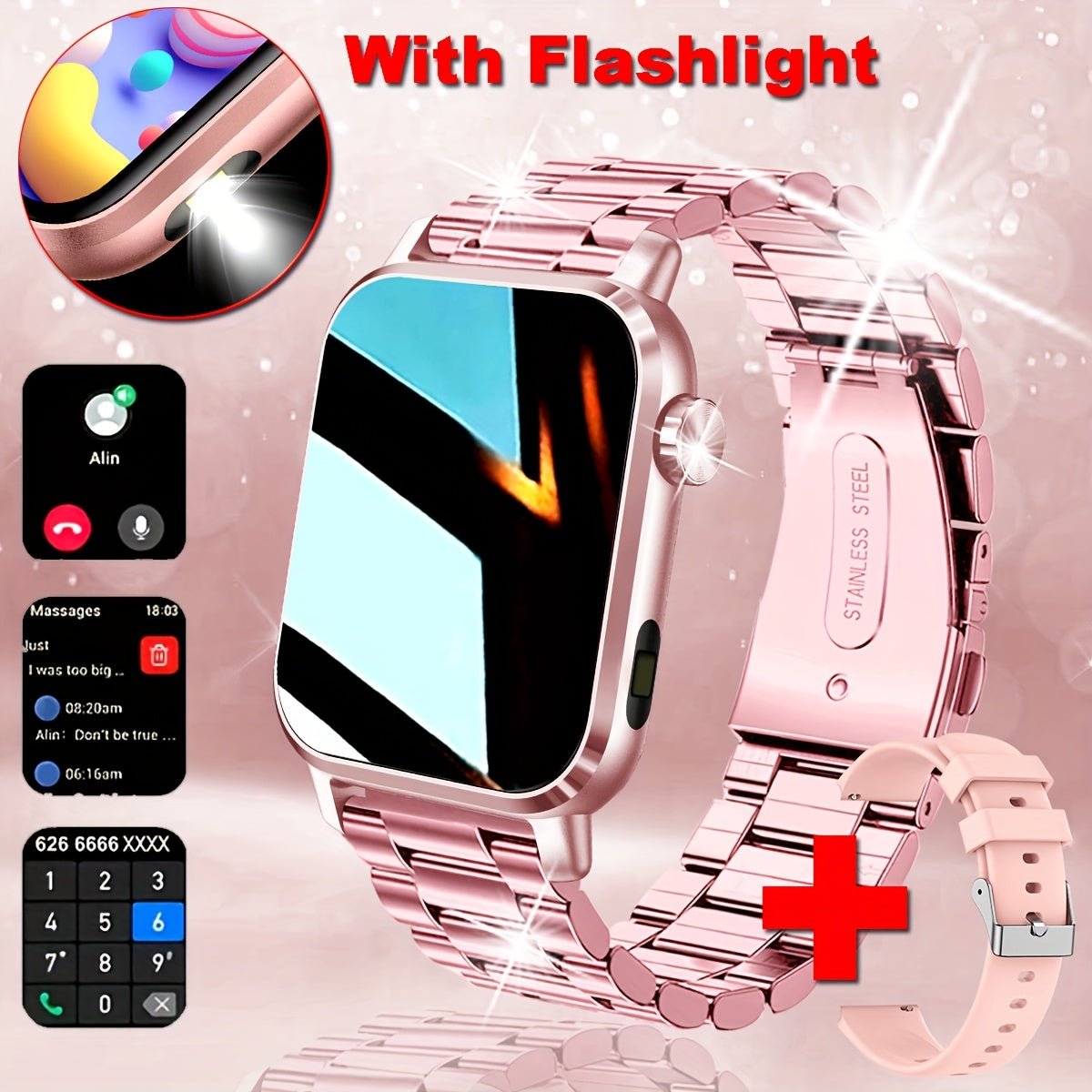 Smart Watch Answering Calls for Android IP68 Pink