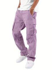 Men's Heavyweight Cargo Pants Elastic Waist Jogger Sweatpants