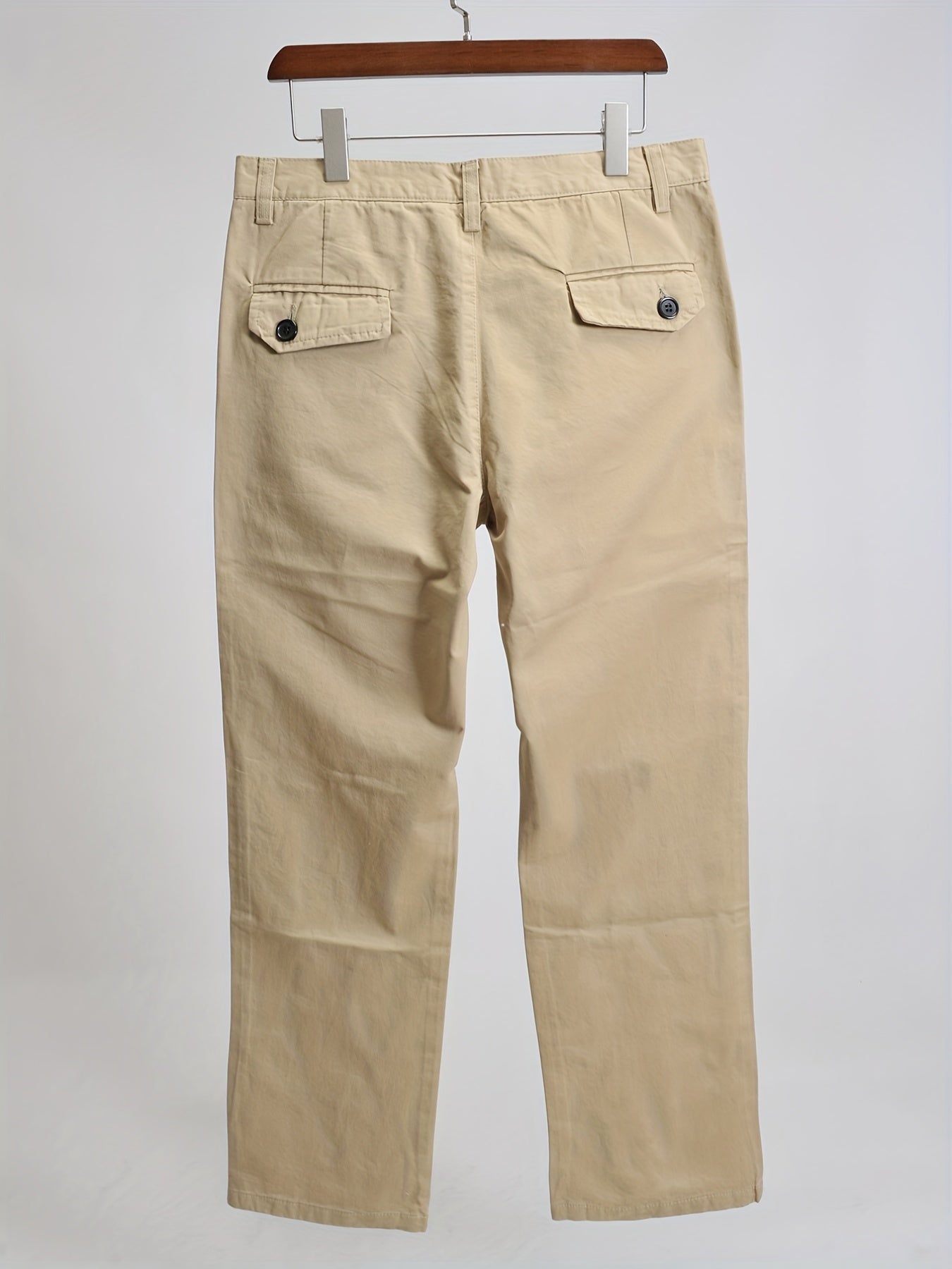 Men's Casual Trousers Streamer Buttons Decorative Pockets Business Pants