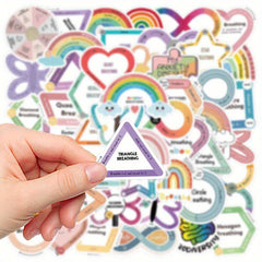 50pcs Cartoon Sensory Stickers Reusable Vinyl Decals for Guitar Motorcycle Skate