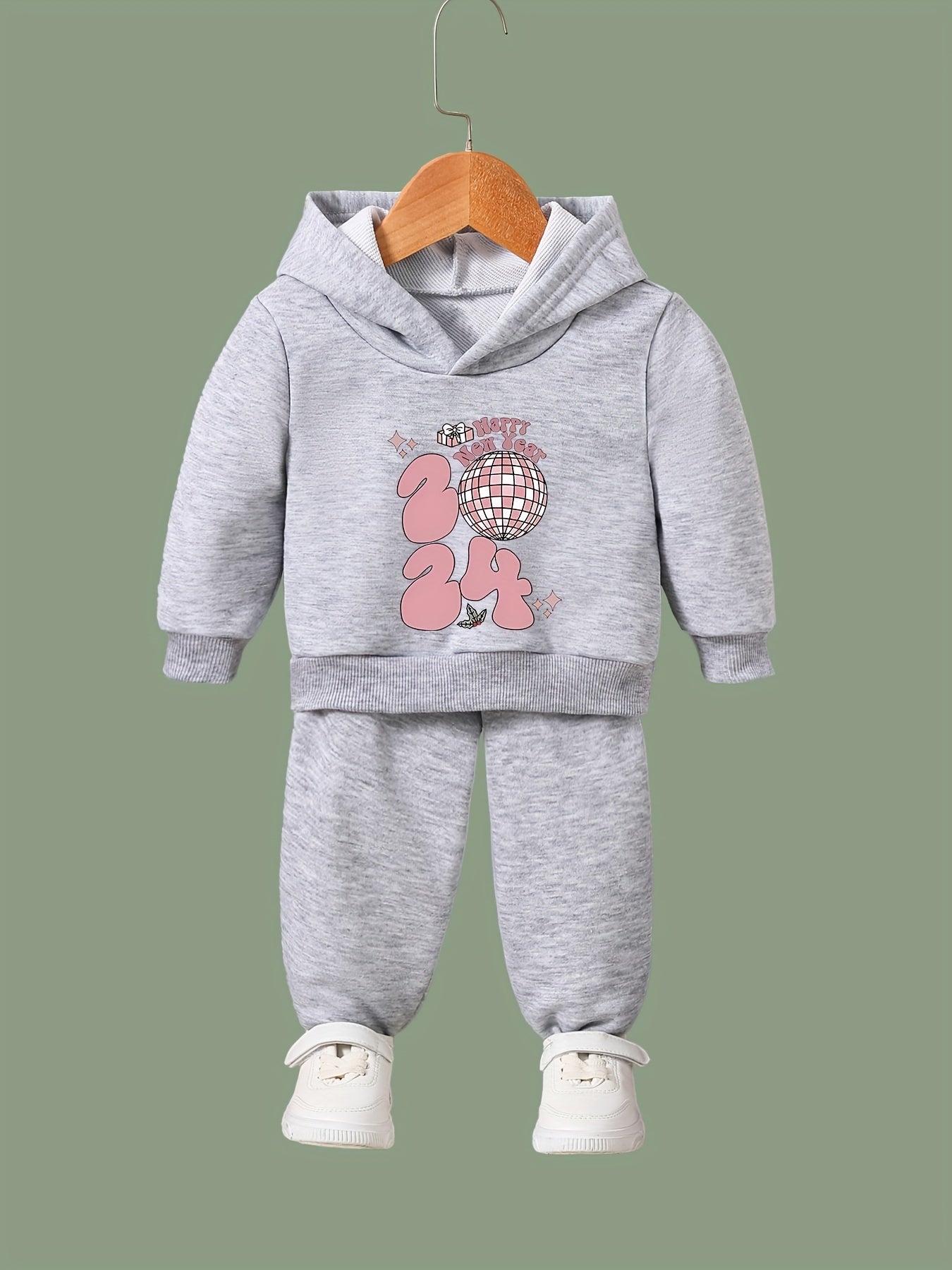 Girls Cartoon Hooded Sweatshirt & Sweatpants Set