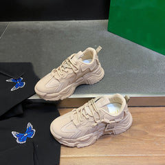 Solid Platform Sneakers Lace Up Running Shoes Comfortable