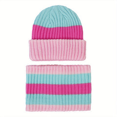 Kids Striped Windproof Knit Beanie Hat for Fall/Winter