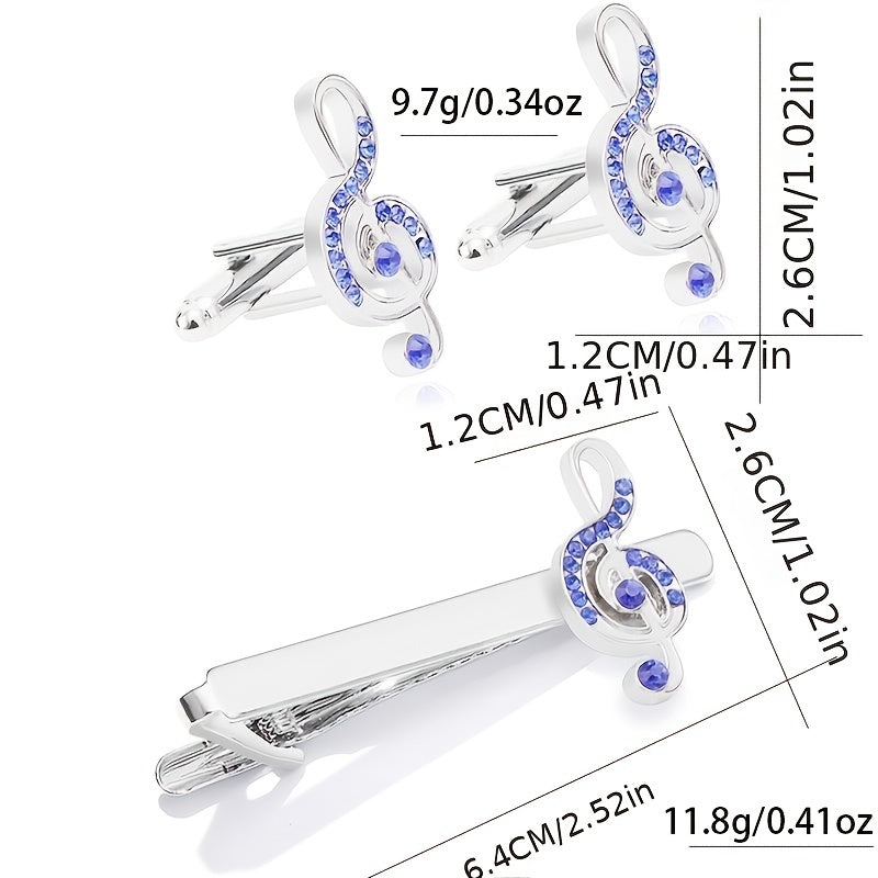 Purple Crystal Cufflinks & Tie Clip Set