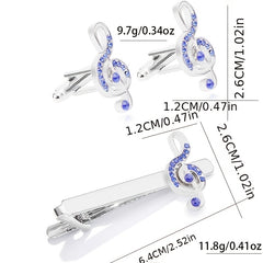 Purple Crystal Cufflinks & Tie Clip Set