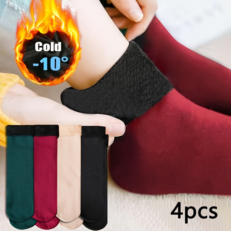 8 Pairs Plush Lined Home Floor Socks Women's Stockings