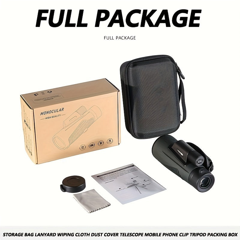 HD Monocular Telescope for Birdwatching with Phone Adapter & Tripod