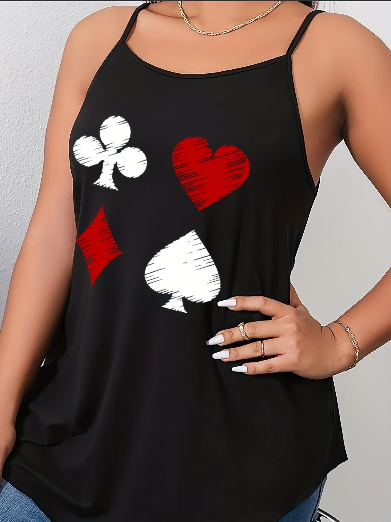 Women's Plus Poker Suits Print Cami Top