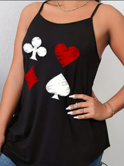 Women's Plus Poker Suits Print Cami Top