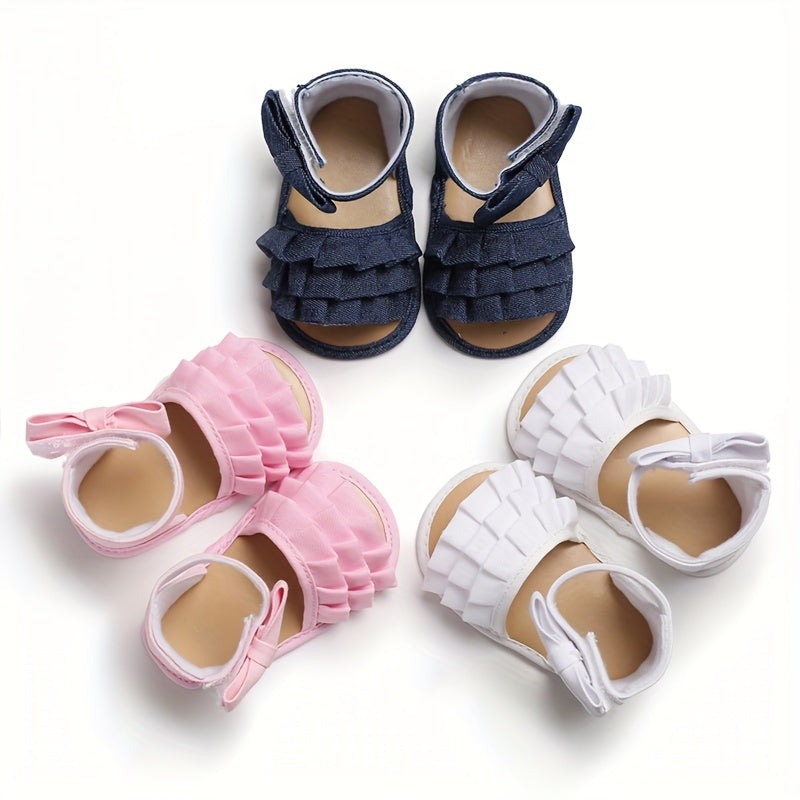 Bowknot Open Toe Sandals For Baby Girls Lightweight Breathable