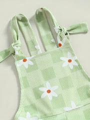 Floral Graphic Print Baby Girls Overalls for Summer