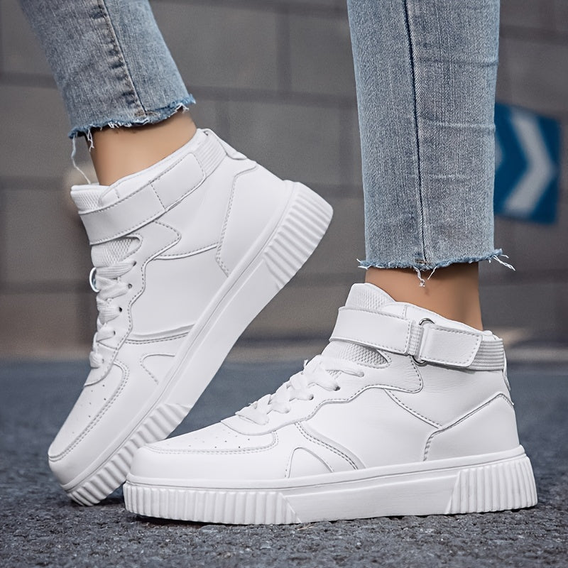 Women's Lace Up High Top Board Shoes Soft Sole Platform Sneakers