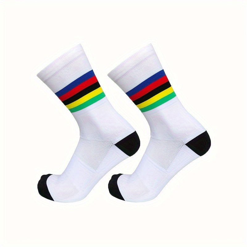 Striped Cycling Socks Men Women Outdoor Sports Running Socks