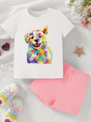 Rainbow Dog Girl's 2pcs T shirt & Shorts Set Kids Clothes