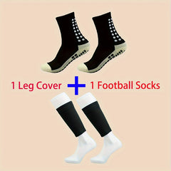 Football Socks & Calf Sleeves Set Non-slip Grip Soccer Socks