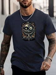 Men's Robot Pattern Shirt Casual Crew Neck Tee